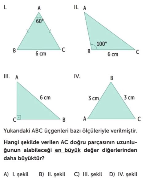 8 sınıf üçgenler test çözümlü